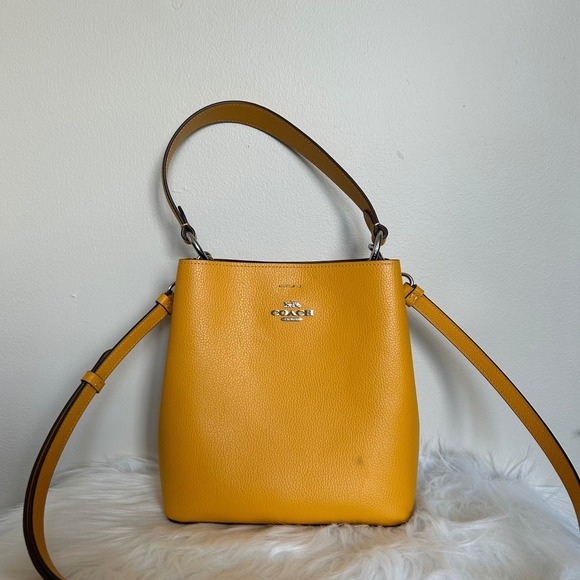 Coach Handbags - Coach Small Town‎ Bucket Yellow Pebbled Leather Shoulder Bag 1011